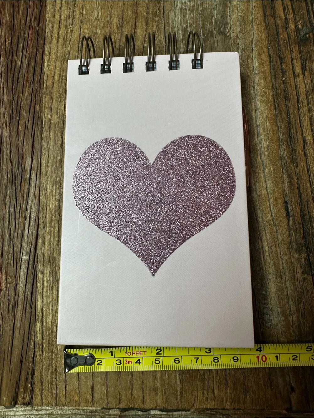 Glitter Heart Spiral Notebook - Pink Cover with Pen